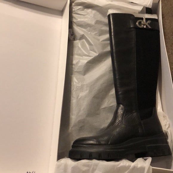 Calvin Klein Linus Soft Leather and Neoprene Boot - Picture 3 of 4